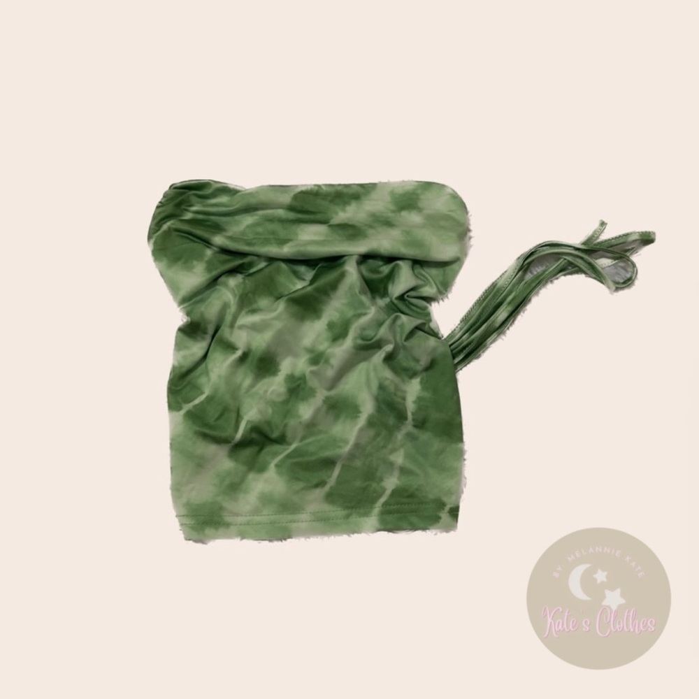 Top With Green Gradient Open Back Tied